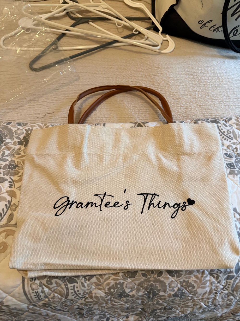Canvas Tote Bag with Brown Handles